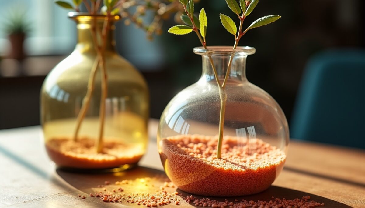 Astuces créatives pour sublimer un vase transparent grâce au sable coloré